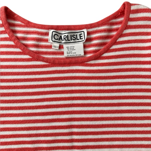 EUC Women's Short Sleeve Knit Striped Sweater - Picture 3 of 5